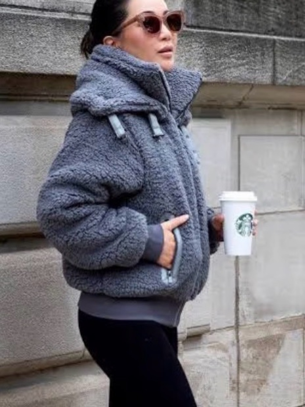 POPFLEX Kinsey Jomber Cozy Sherpa Zip-Up Jacket - Gray